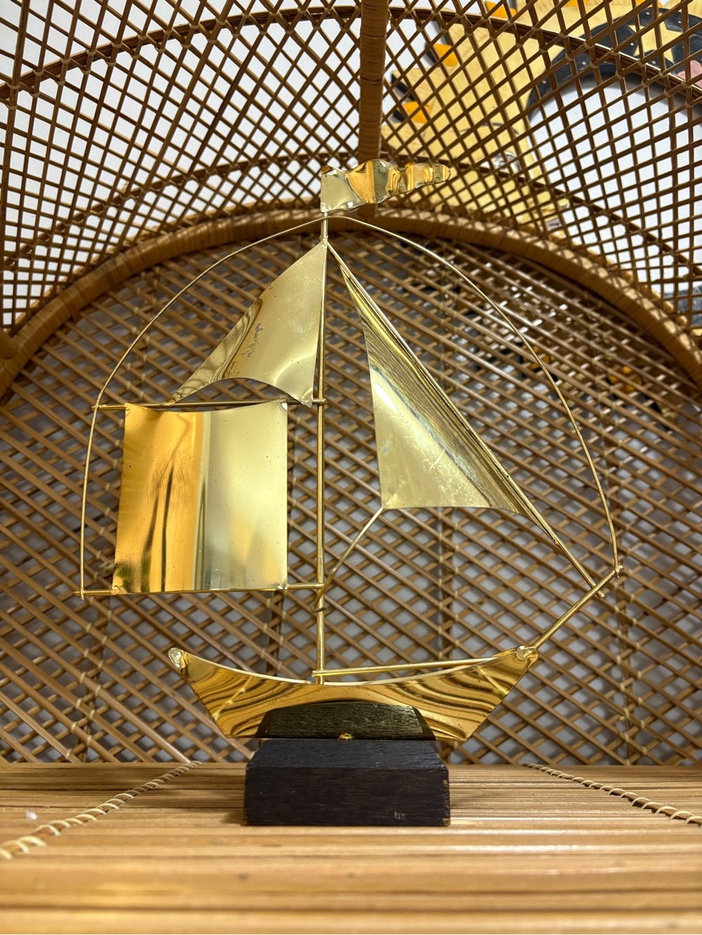 Vintage Gold Sailboat Sculpture